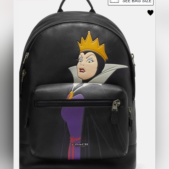 New 🎀 Coach Disney West Backpack With Evil Queen Motif Large - Picture 2 of 6